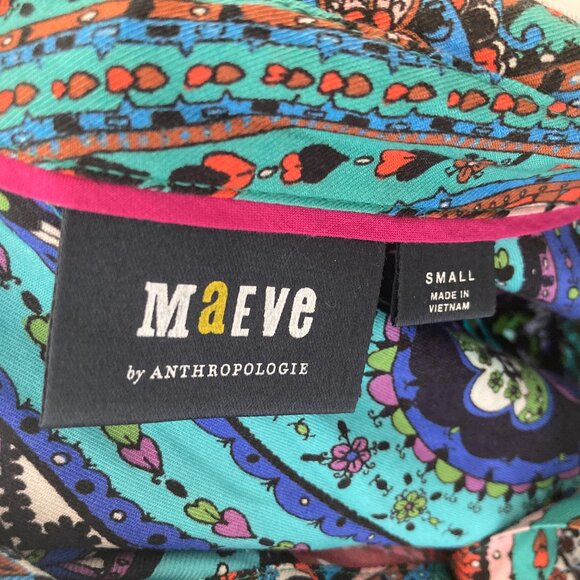 Anthropologie Maeve The Paz Buttondown Shirt / top, colorful print, relaxed fit - Picture 6 of 8